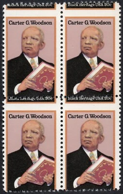 US # 2073 *MINT OG NH* { MISPERF ERROR BLOCK OF 4 } EFO 20c CARTER WOODSON 1984 - Image 1 of 2