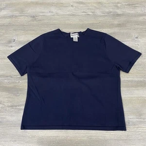 Pendelton Womens L Silk Nylon Navy Blue Short Sleeve Pullover Sweater - Picture 1 of 5
