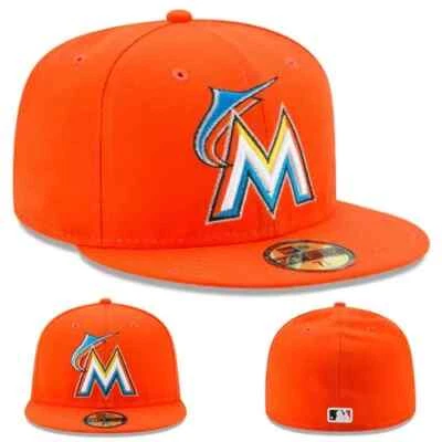 Auténtica gorra ajustada New Era MLB Miami Marlins 2017 On-Field 59FIFTY ~ naranja Foto 1 de 4
