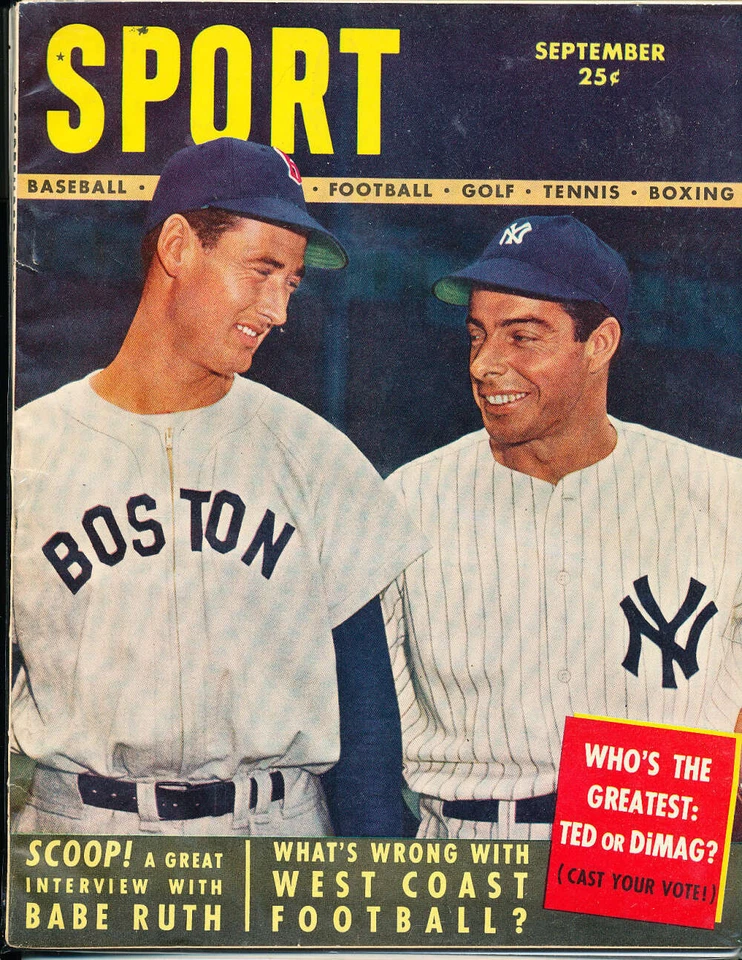 Sept 1948 Sport Magazine Ted Williams Joe Dimaggio em bx1 - Image 1 of 1