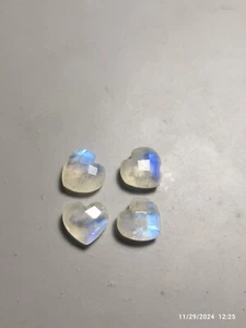 Brilliant 12 mm Checker-Cut Heart Rainbow Moonstone Gemstone - Picture 1 of 6