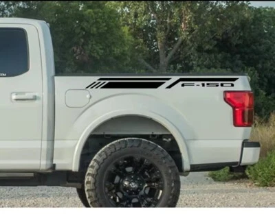 2PCS Vinyl Decals Ford F-150 F150 Pickup Rear Bed Side Stickers Glossy Black - Image 1 of 2