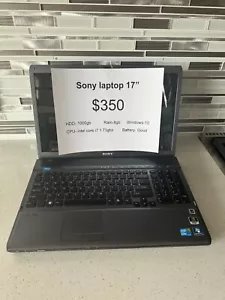 Sony Vaio Laptop 17 inch VPCF1- windows 10- Bluray DVD drive- includes charger - Picture 1 of 13