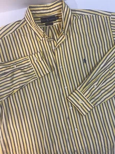 Ralph Lauren Mens Sz Large Blue, Yellow, and White Striped Lg Sleeve Dress Shirt - Picture 1 of 9