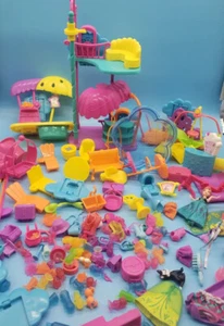 Polly Pocket Dolls Clothes Car Slides Furniture vintage HUGE LOT! - Picture 1 of 12