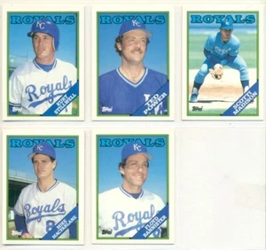 MLB-LOTE DE TARJETAS DE BÉISBOL-1988-TOPPS-5 CARTAS-REAL DE LA CIUDAD DE KANSAS-STILLWELL-BANNISTER - Imagen 1 de 2