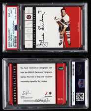 2003 Parkhurst Original Six Chicago Blackhawks Ted Lindsay PSA 9 MINT Auto HOF