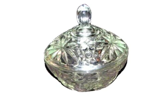 2 SMALL CANDY / JELLY DISH WITH LID ANCHOR HOCKING EARLY AMERICAN PRESCUT CRYSTA - Picture 1 of 5