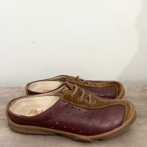 Palladium Mule Sneaker Maroon Tan Perforated Open Heel Flats shoes Women's US 7 - Picture 1 of 5