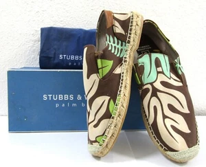 Men's Stubbs & Wootton Retro Hibiscus Loafers Design Size 10 Dust Bag and Box - Picture 1 of 13