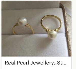 18K Gold Plated Pearl Ring, Gold Rings, Natural Pearl Solitaire Rings, Gifts - Picture 1 of 1