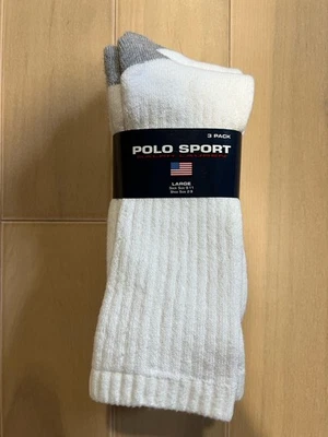 Pacote com 3 meias polo esportivas vintage anos 1990 Y2K Ralph Lauren tamanho G branco clássico - Imagem 1 de 2