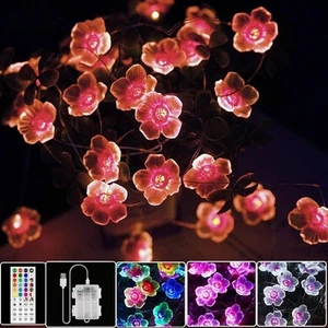 Multicolor Flower Lights Cherry Blossom String Lights Battery Operated & USB ... - Picture 1 of 7