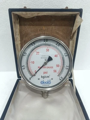 AKVALO MASTER GAUGE PRESSURE GAUGE–0–4 KG/CM² / 0–56 PSI – HIGH ACCURACY ±0.25% - Image 1 of 4