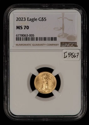 2023 G$5 1/10 oz Gold American Eagle - NGC MS 70 - SKU-G5867 - Image 1 of 4