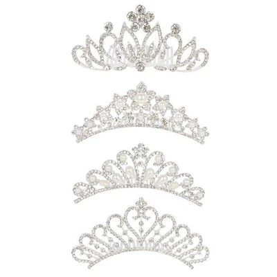  4 Pcs Crown Di Compleanno Per Ragazze Accessori Capelli Da Sposa - Immagine 1 di 4
