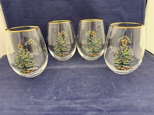 4er Set Spode CHRISTMAS TREE stiellose Weingläser 19 Unzen - Bild 1 von 5