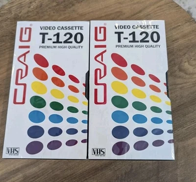 Cassettes de video Craig T-120 cintas VHS en blanco premium de alta calidad, paquete de 2 sellados Foto 1 de 3