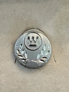 1973 Vtg WESTINGHOUSE CO. 5 Year Award Tie Tack w/chain Rhodium Plated Silver - Picture 1 of 9