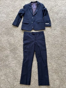 Isaac Mizrahi New York Boys Suit Size 8 Navy+blue Button Up Shirt Size 7 - Picture 1 of 6