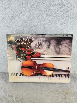 Vintage Golden Cat Sitting On Piano 550 Pc Puzzle 15" X 18" - SEALED - Image 1 of 3