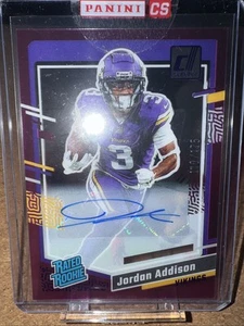 2023 Panini Donruss Clearly Rated Rookie Jordan Addison purple Auto /175 Vikings - Bild 1 von 2