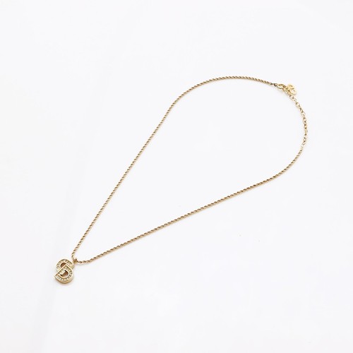 Collana Christian Dior Vintage CD Logo Strass Oro WS9458