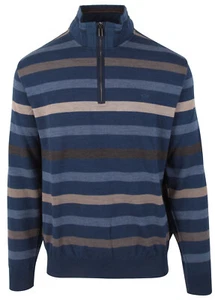 PAUL & SHARK YACHTING Men's Pullover Sweater Jumper Troyer L 100% Wool Striped - Picture 1 of 7