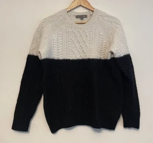 WITCHERY MAN Mens Wool Cotton Monochrome Knit Pullover Jumper Size S Black White - Picture 1 of 15