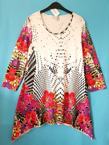 Imagini 3/4 Arm Longshirt XXL DE 42 44 Tunika NEU NEW geblümt TOP Viskose Jersey - Bild 1 von 18