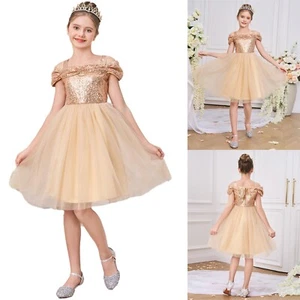Girls Party Dress Spaghetti Strap Bridesmaid Dress Comfortable Glamour Trendy - Picture 1 of 18