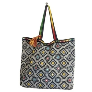 Extra Large Tapestry Embroidered Multicolor Bohemian Tote Bag Jems - Picture 1 of 11