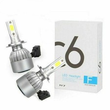 Coppia Lampada Auto Moto COB C6 H7 LED 7600lm 72w 6000k Bianco