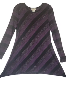 MONROE & MAIN Size S Womens Black Purple Silver Speckle Long Sweater EUC - Picture 1 of 10