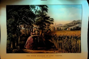 Currier & Ives Calendar Topper 1953 The Four Seasons of Life Youth - Picture 1 of 1