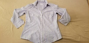 Womens Brooks Brothers Dress Shirt 6 Blue Stripes Button Cotton Blouse - Picture 1 of 4