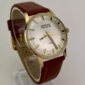 Vintage Montine Switzerland Herrenuhr 1965 17J Gold Filled neues Kristall & Armband - Bild 1 von 16