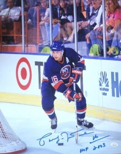 Autographed 16x20 PAT LAFONTAINE "HOF 2003" New York Islanders Photo JSA Witness - Picture 1 of 1