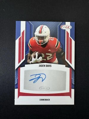 Jaden Davis 2024 Sage High Series Red RC Rookie Auto #JD2-Cardinals/Miami - Image 1 of 2