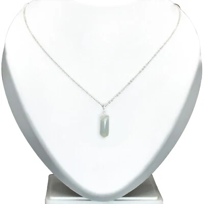 Pietra di Luna Matita Forma 7x20 MM Gemma Ciondolo Argento Sterling Catenina - Immagine 1 di 4
