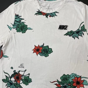 Nike Floral Allover Print Hoop Island T-Shirt Basketball Men’s L White Crew Neck - Imagen 1 de 8