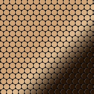 Mosaik Fliese massiv Metall Titan hochglänzend kupfer 1,6mm stark Penny-Ti-AM - Picture 1 of 4