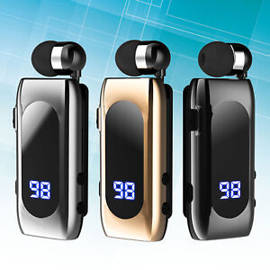 Wireless Bluetooth Headset Retractable Cable V5.2 Single Ear Earphone for Phone