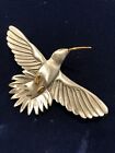 Shields Humming Bird Brooch Pewter with Gold Tone Accents 3"  Rare Hard To Find