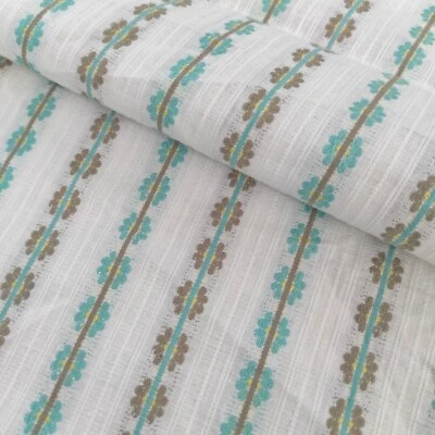 Cotton striped floral vintage fabric embroidered Tablecloth Kitchen towel Sewing - Image 1 of 4