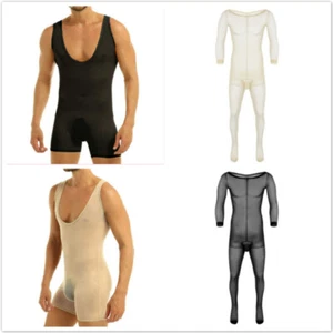 Hombres Sexy One Piece Underwear Leotard Top Bodysuit Full Body Stocking Pantymedias - Imagen 1 de 26