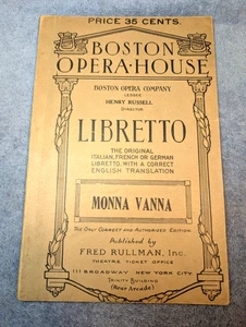 Vintage Boston Opera House 1913 Libretto Monna Vanna Program - Picture 1 of 10