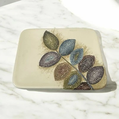 Jabonera rectagular de cerámica con hojas de mosaico CROSCILL Foto 1 de 4