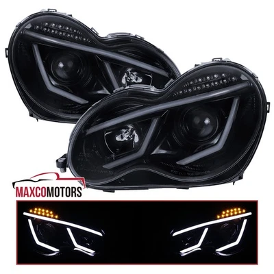 Smoke Projector Headlights Fits 2001-2007 Mercedes Benz W203 C230 C240 LED Strip - Image 1 of 4