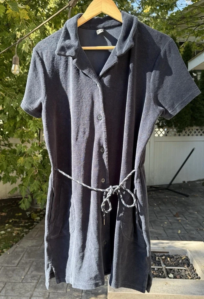 Helly Hanson Blue Terry Cloth Dress Size Medium, Beach, Travel, Coverup Foto 1 de 4